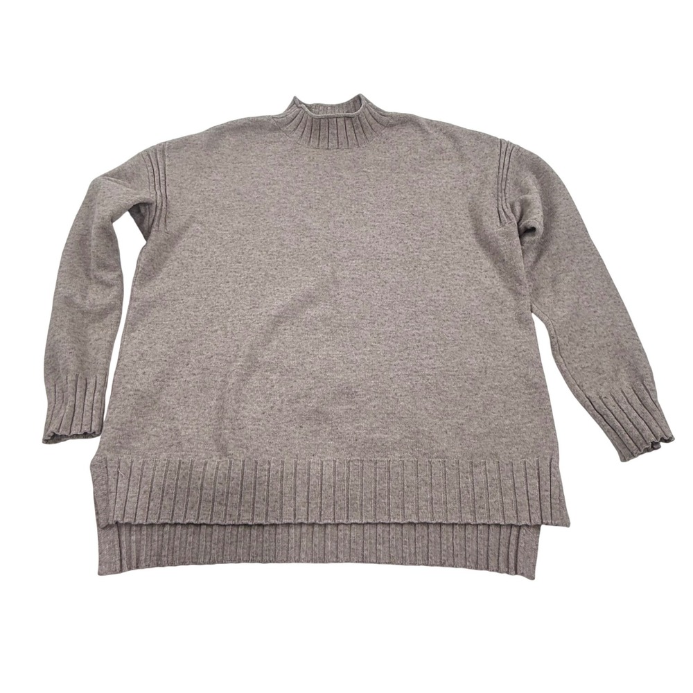 CYRUS Mock Neck Long Sleeve Sweater Taupe Heathered Knit Pullover Size S